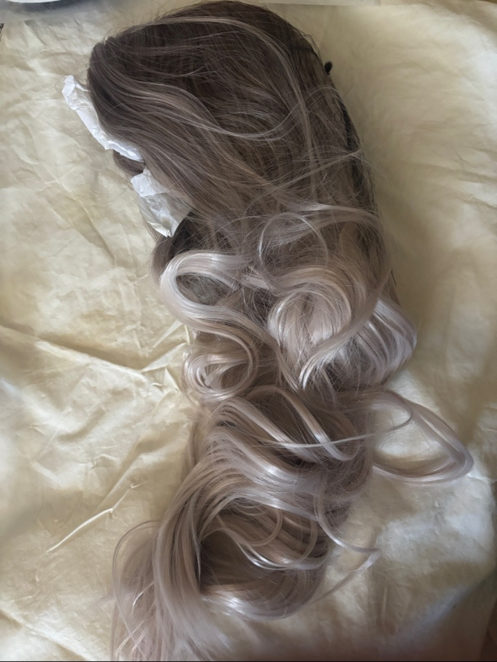 Long Wavy Ash Blonde Women's Hairpiece Wig - Natural-Look Style